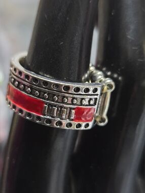 paparazzi Red and Silver-Tone Stud Accent Women's Ring